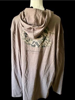 Southern Marsh Men’s Hooded Long-Sleeve Tee- Brown Camo Logo, size 2XL, NWT